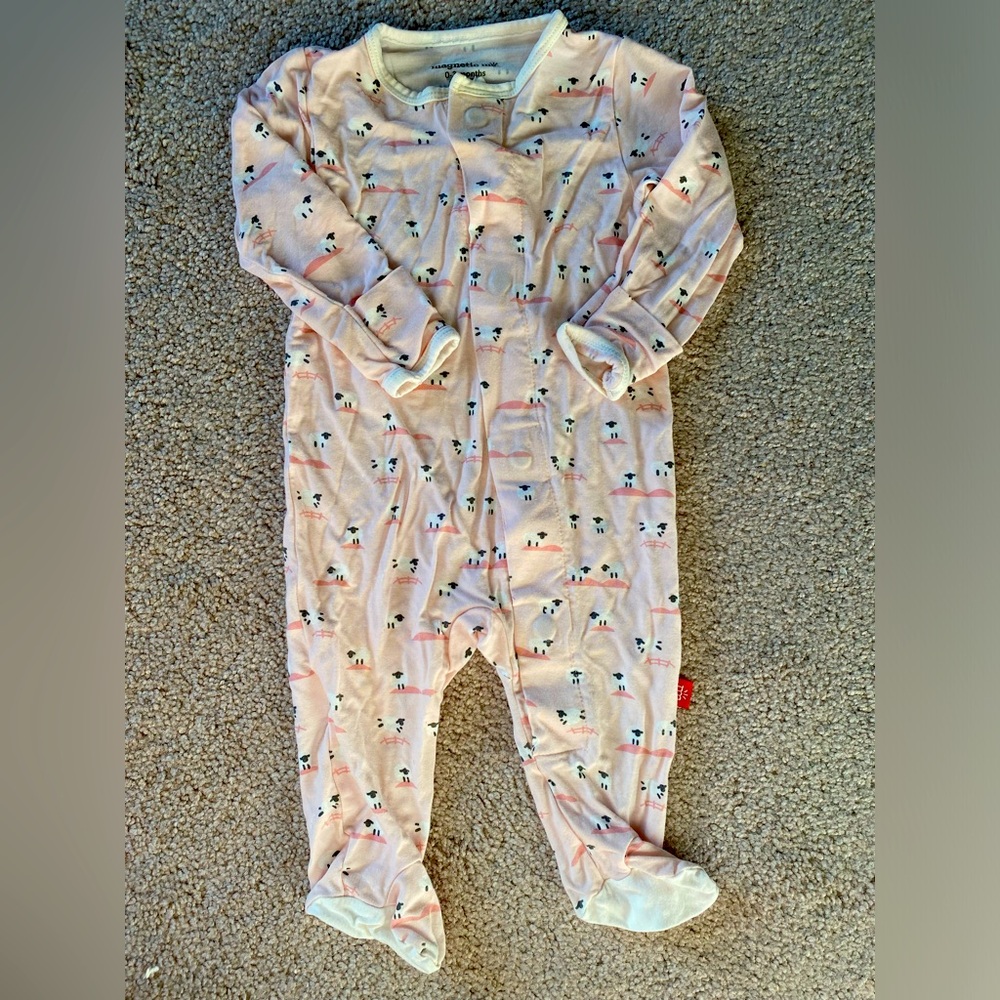 magnetic me - pink baa baa modal footie - size 0-3 months
